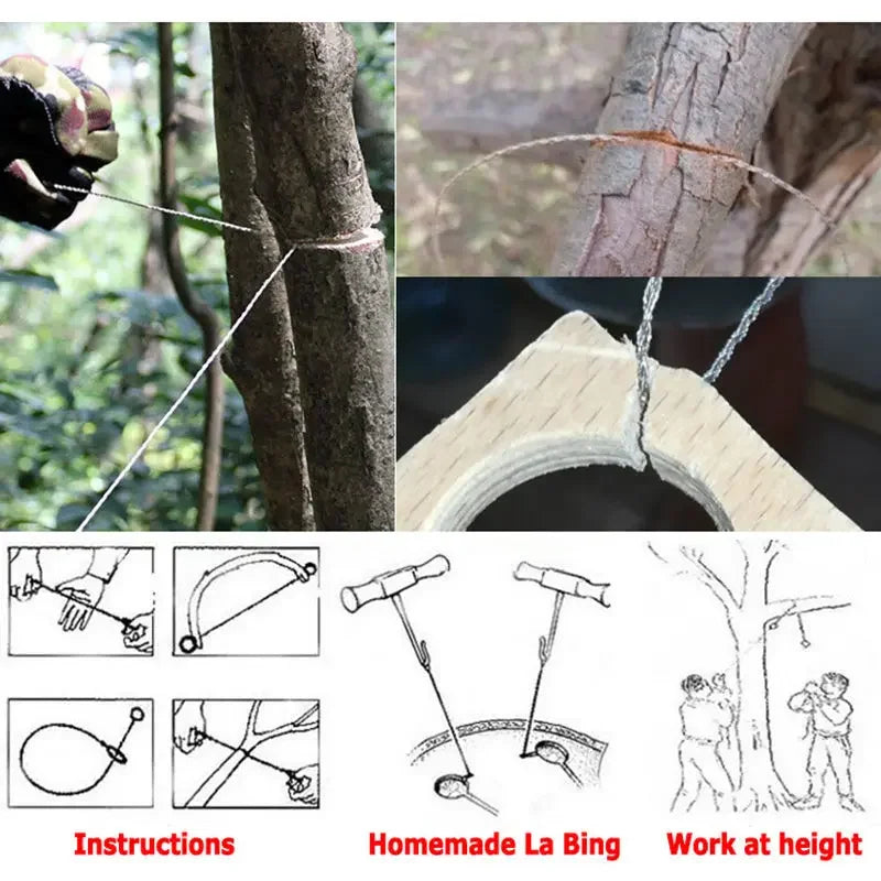 Survival Gear Steel Wire Kits Chain Saw Practical Portable Emergency Manual Hand Steel Travel Tools Outdoor Camping Hiking Rope