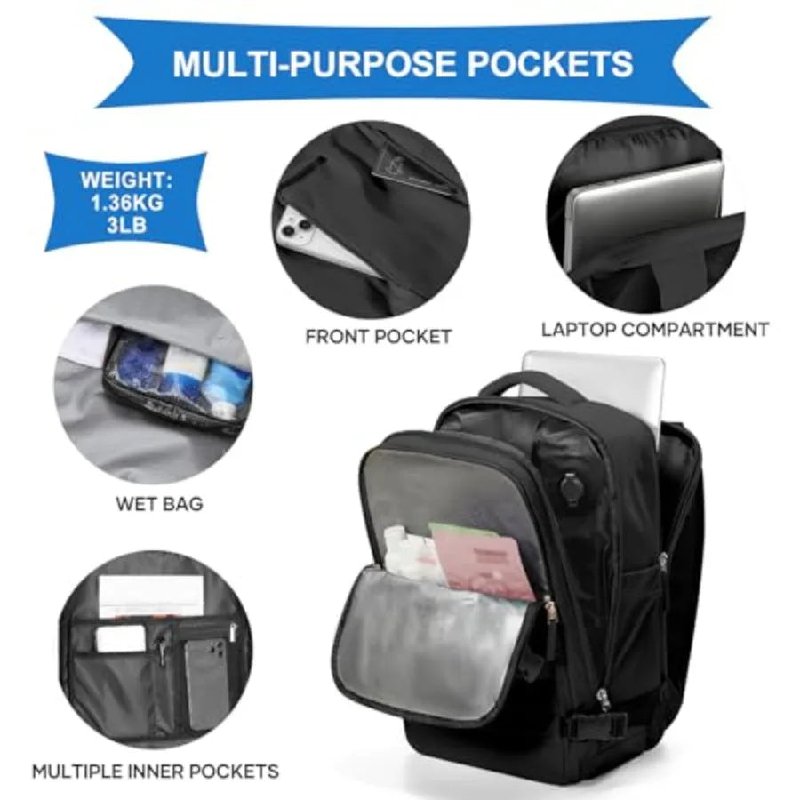 Vacuum Backpack Travel with PumpTravel Backpack with Vacuum System For Women Men Carry On Backpack Hiking Backpack Waterproof O