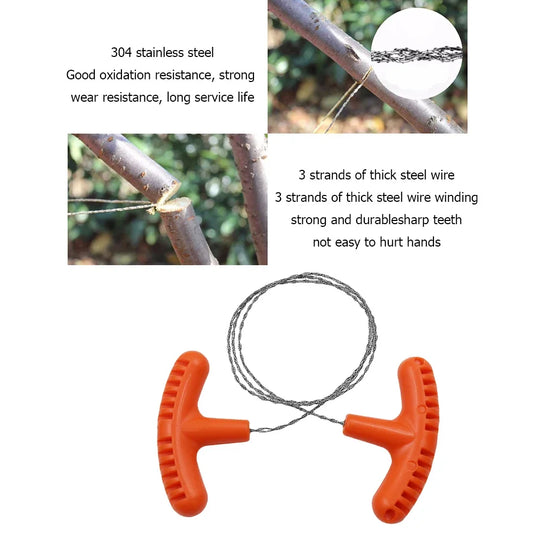 Survival Gear Steel Wire Kits Chain Saw Practical Portable Emergency Manual Hand Steel Travel Tools Outdoor Camping Hiking Rope